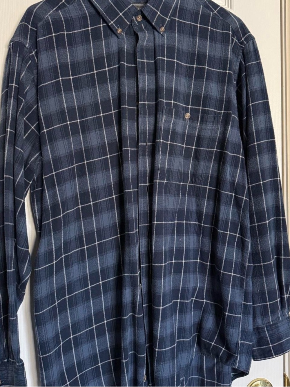 Classic Navy Plaid Button-Down Shirt
